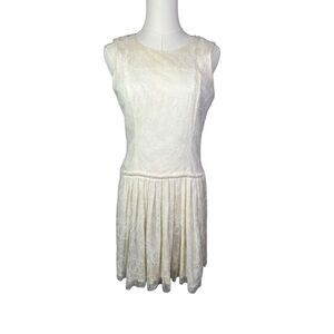 Theyskens' theory dress women's 6 off white lace sleeveless pleated drop waist
